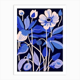 Blue Flower Illustration Columbine 4 Art Print