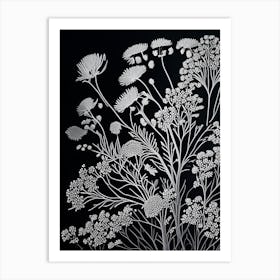 Queen Anne's Lace Wildflower Linocut 2 Art Print