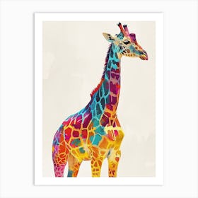 Colourful Watercolour Style Giraffe Portrait 4 Art Print