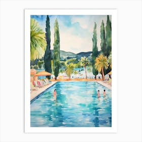 Swimming In Saint Tropez France 2 Watercolour Art Print
