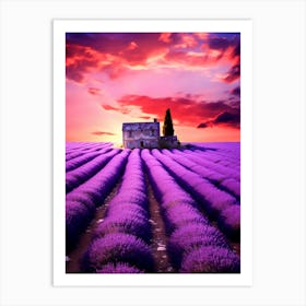 Lavender Field At Sunset 2 Art Print