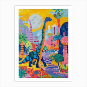 Colourful Abstract Dinosaur Pattern Painting Art Print