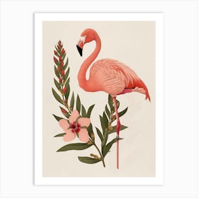 Chilean Flamingo Oleander Minimalist Illustration 3 Art Print