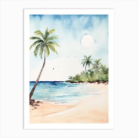 Watercolour Of Flamenco Beach   Culebra Puerto Rico 2 Art Print