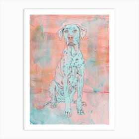 Pastel Coral Pointer Dog Illustration Art Print