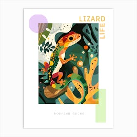 Forest Green Moorish Gecko Abstract Modern Illustration 2 Poster Art Print