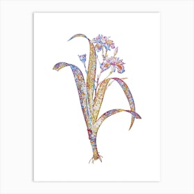 Stained Glass Iris Fimbriata Mosaic Botanical Illustration on White n.0048 Art Print