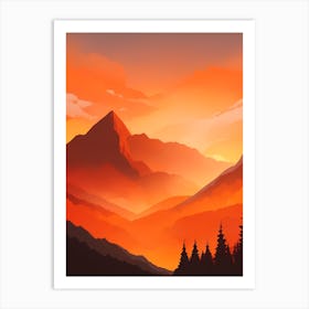 Misty Mountains Vertical Composition In Orange Tone 286 Art Print