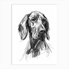 American English Hound Dog Charcoal Line 2 Art Print