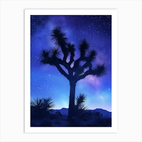 Silhouette of a Joshua Tree at Night Art Print