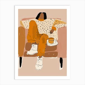 Illustration Of A Woman Relaxing On A Couch Art Print