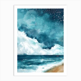 Watercolor Of A Beach Art Print