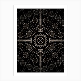 Geometric Glyph Radial Array in Glitter Gold on Black n.0263 Art Print