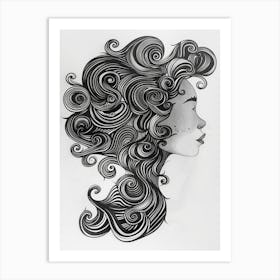 Girl With Curly Hair Art Print