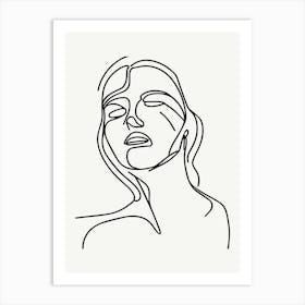 Single Line Woman's Face Monoline Illustration 1 Art Print