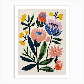 Painted Florals Protea 2 Art Print