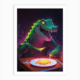 Alligator At The Table 1 Art Print