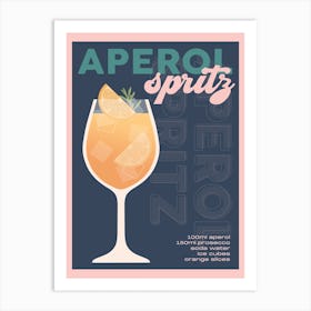 Navy Aperol Spritz Cocktail Art Print