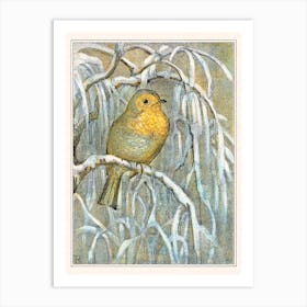 Robin On Snowy Tree Branch, Theo Van Hoytema Art Print