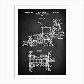 Tractor,Loader Backhoe, Construction Art, Construction Decor, Construction Wall Art, Excavator, Backhoe Digger, Construction Gift, Cc9951 Art Print