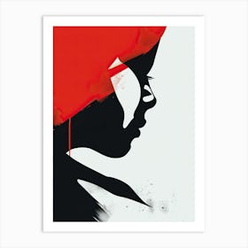 Woman With A Red Hat, Minimalism Art Print