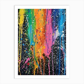 Rainbow Paint Splatters Art Print