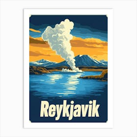 Aihrgdesign A Retro Travel Poster For Reykjavik Featuring The A60e9d07 D7e2 4ad5 Ae9b 4ab9c4a3f91c 2 Art Print