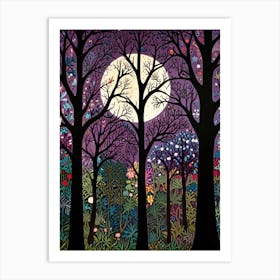 William Morris Full Moon In The Forest 1 Art Print