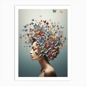 Head of Butterflies Art Print