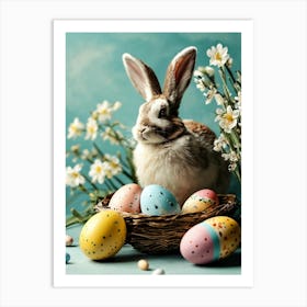 Easter Bunny With Eggs Art Print