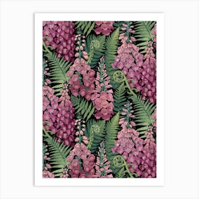 Ferns And Foxgloves Art Print