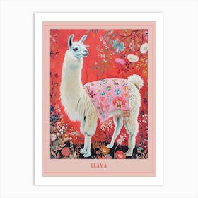 Floral Animal Painting Llama 2 Poster Art Print