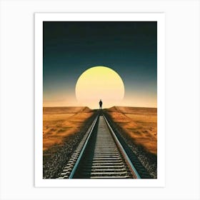 Sunset On The Train Tracks Art Print