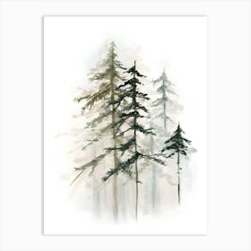 Watercolor Of Pine Trees 2 Art Print