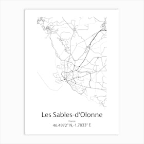 Les Sables D Olonne,France Minimalist Map Art Print