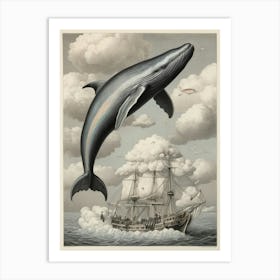 Whale And Ship Art Print