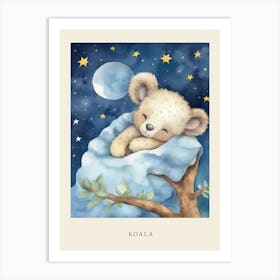 Baby Koala 1 Sleeping In The Clouds Nursery Poster Art Print