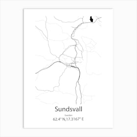 Sundsvall,Sweden Minimalist Map Art Print