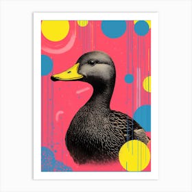 Black Abstract Geometric Duck Risograph Inspired Print 2 Art Print