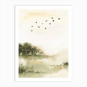 Watercolor Of Birds 1 Art Print