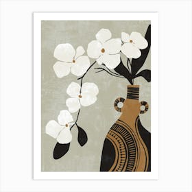 White Orchids In A Vase Art Print