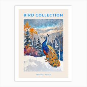 Peacock In A Winter Setting Painting 3 Poster Art Print