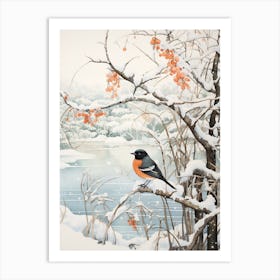 Winter Bird Painting Cowbird 4 Art Print