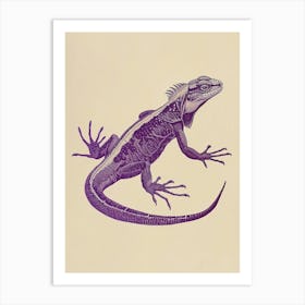 Purple Lesser Antillean Iguana Block Print 2 Art Print