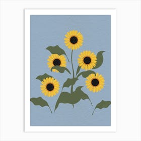 Vintage Minimal Art Sunflowers Art Print