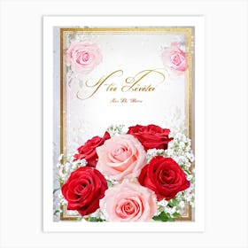 Bouquet Of Vibrant Red And Pink Roses Intertwined With Delicate Babys Breath Cascading As A Lush (1) 2 Art Print