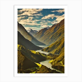 Fiordland National Park 2 New Zealand Vintage Poster Art Print