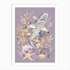 Purple Dogfish Shark Illustration 2 Art Print