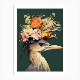 Bird With A Flower Crown Green Heron 1 Art Print