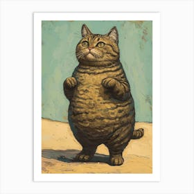 Munchkin Cat Relief Illustration 2 Art Print